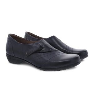 Dansko Franny leather loafers black size 38 wide comfort work black shoes career